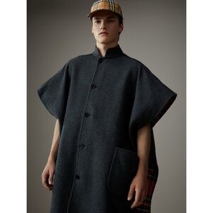 Reversible Tartan Wool Cashmere Poncho RUNWAY